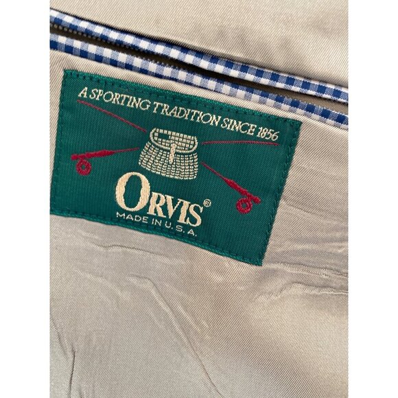 VINTAGE 70'S ORVIS MEN'S BLUE AND WHITE CHECKED BLAZER SPORTS COAT JACKET SZ 44L - Picture 7 of 9
